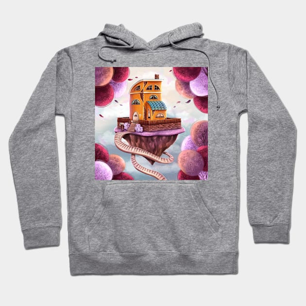 House on a flying island Hoodie by Karmellime